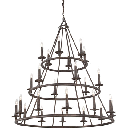 Quoizel Voyager 48in 24-Light Chandelier | Moorish Spanish Malaga Steel | Grand Foyer & Dining Room | 48 x 48 x 52 in | Model VYR5024ML