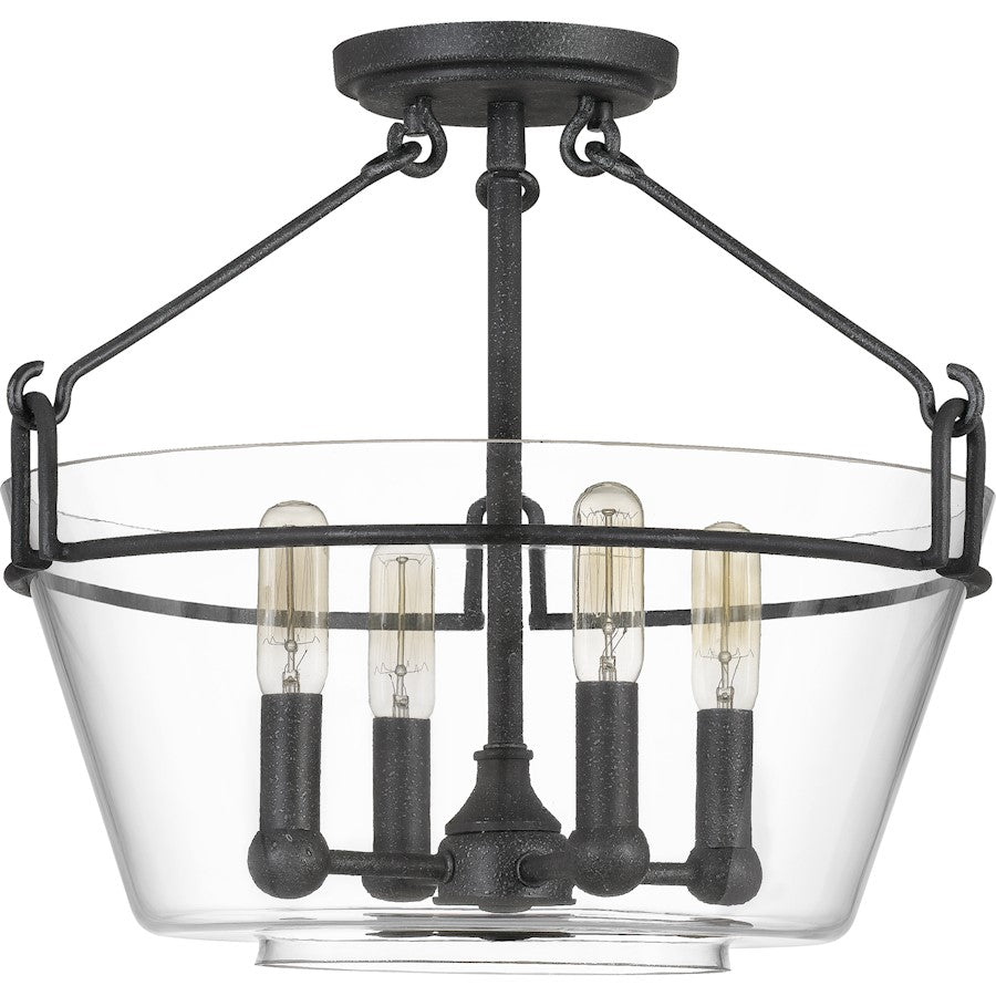Quoizel Wells 4 Light Semi-Flush Mount, Grey Ash