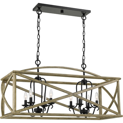 Quoizel Woodhaven Island Chandelier, Distressed Weathered Oak