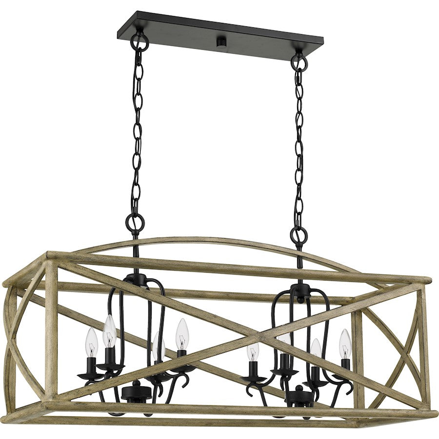 Quoizel Woodhaven Island Chandelier, Distressed Weathered Oak
