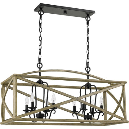 Quoizel Woodhaven Island Chandelier, Distressed Weathered Oak