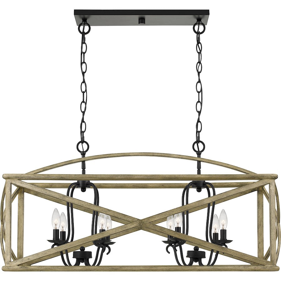 Quoizel Woodhaven Island Chandelier, Distressed Weathered Oak