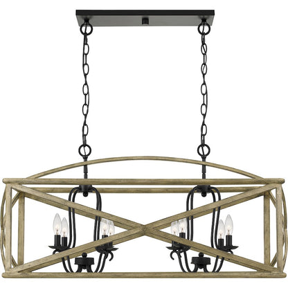 Quoizel Woodhaven Island Chandelier, Distressed Weathered Oak