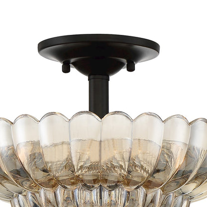 Quoizel Whitecap 3 Light Semi-Flush Mount, Mottled Cocoa