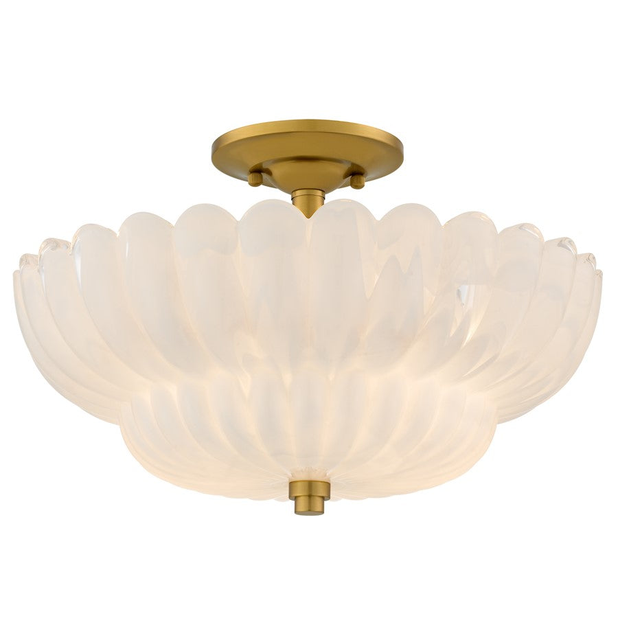 Quoizel Whitecap 4-Lt Brushed Gold Semi-Flush Mount, Brushed Gold - WHP1716BRG