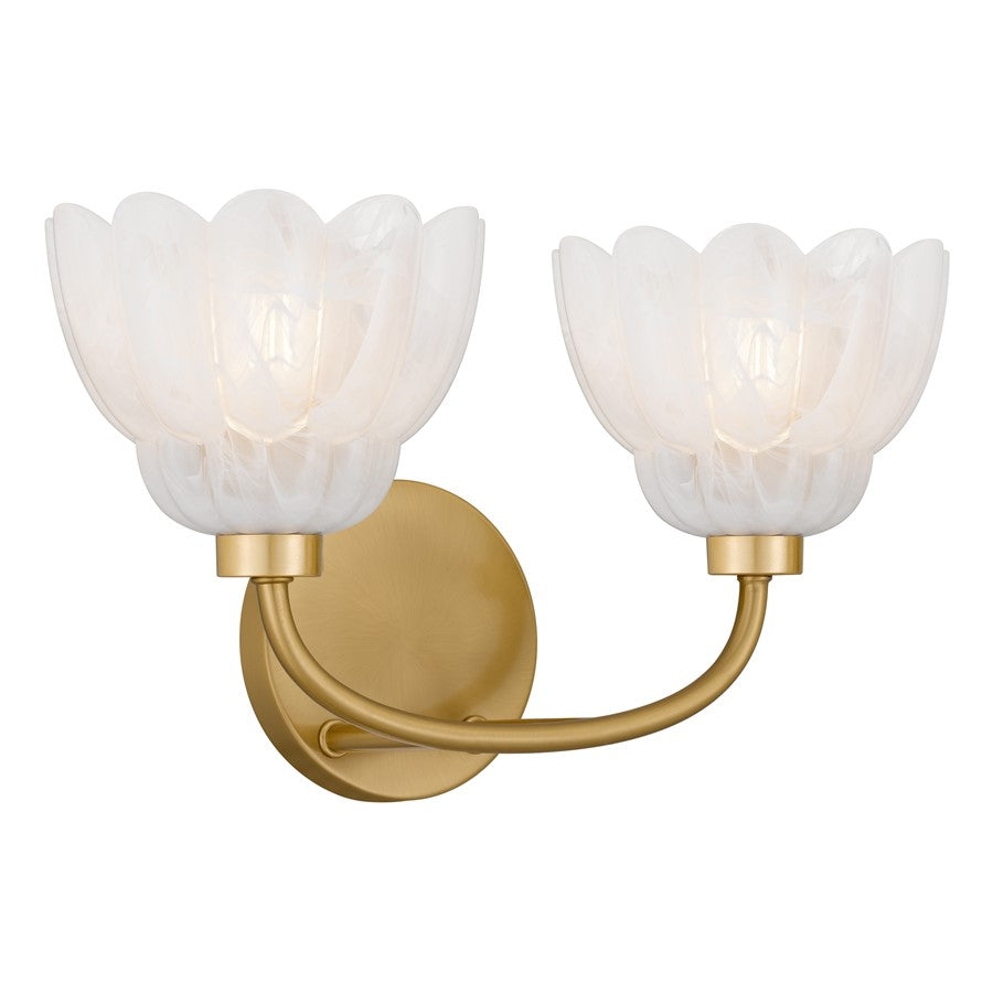 Quoizel Whitecap 2-Lt Brushed Gold Vanity Light, Brushed Gold - WHP8615BRG