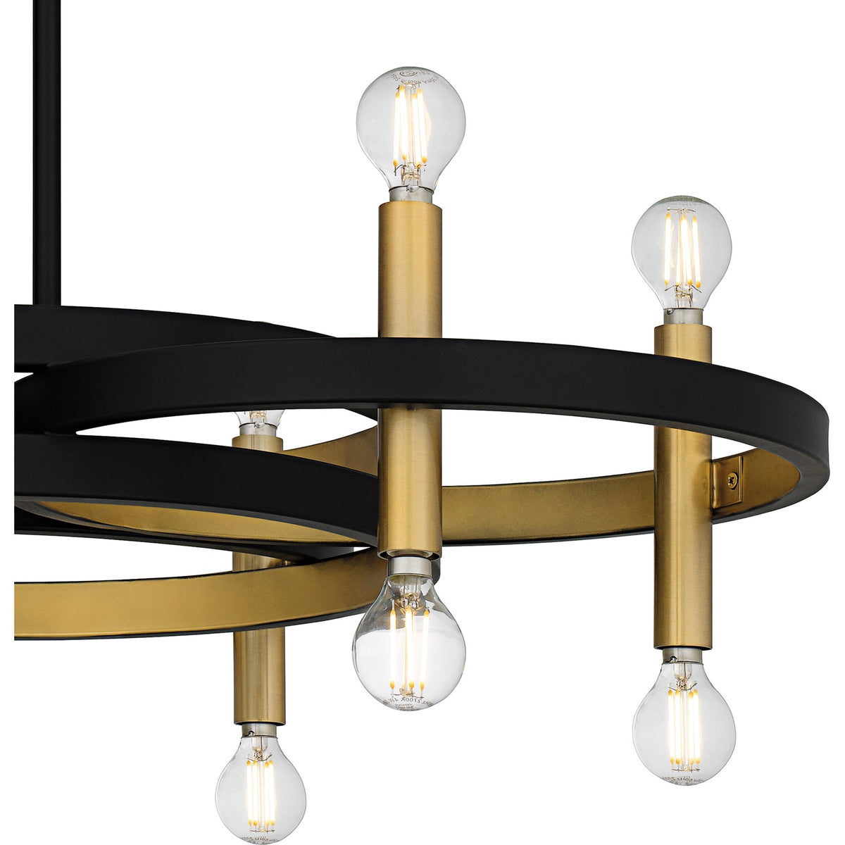 Quoizel Winsland 30in 12-Light Chandelier | Matte Black Steel with Gold Accents | Dining Room & Living Room | 30 x 30 x 9.75 in | Model WID5030MBK