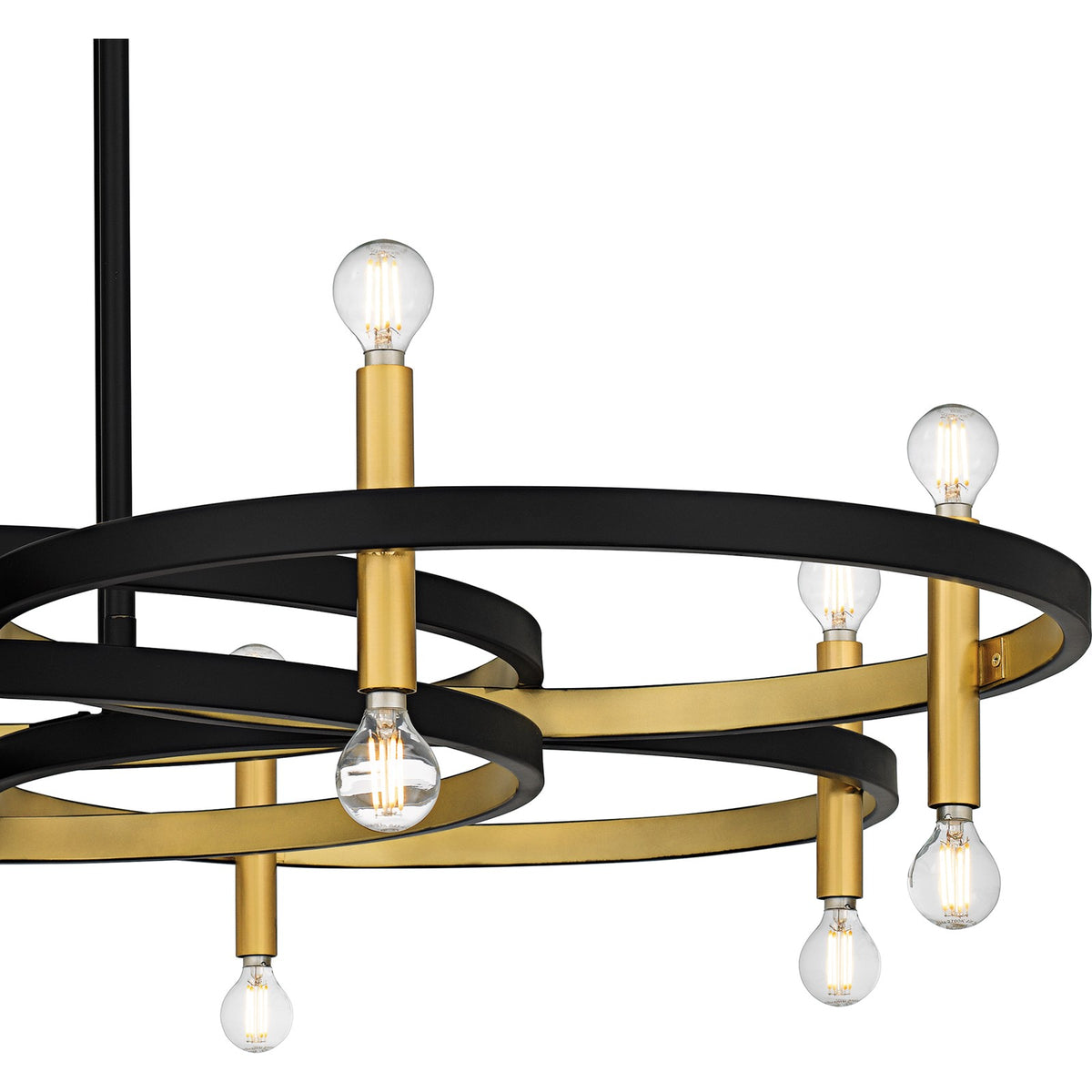Quoizel Winsland 50in 16-Light Chandelier | Modern Matte Black and Gold Steel | Dining Room & Living Room | 50 x 50 x 9.75 in | Model WID5050MBK