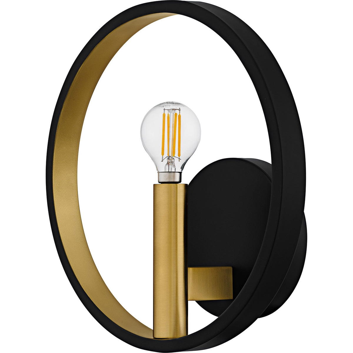 Quoizel Winsland 10in 1-Light Wall Sconce | Modern Matte Black and Gold Steel | Hallway & Bedroom | 10 x 4 x 10 in | Model WID8810MBK