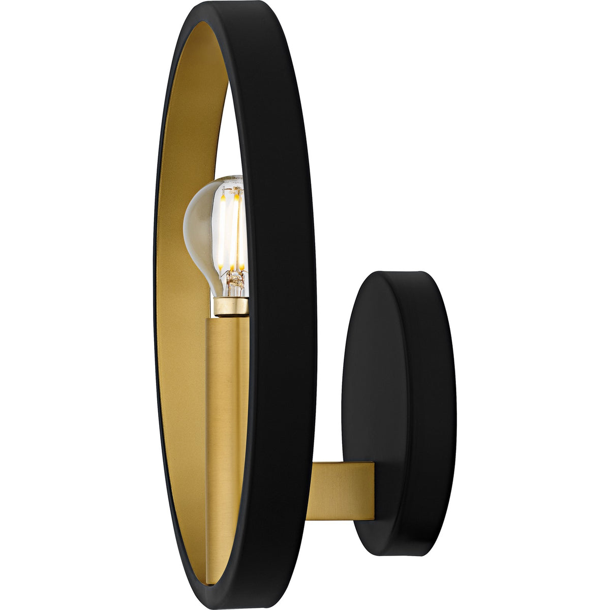 Quoizel Winsland 10in 1-Light Wall Sconce | Modern Matte Black and Gold Steel | Hallway & Bedroom | 10 x 4 x 10 in | Model WID8810MBK