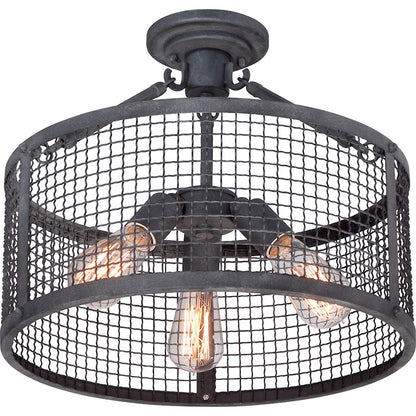 Quoizel Wilder 3 Light Semi-Flush Mount in Mottled Black