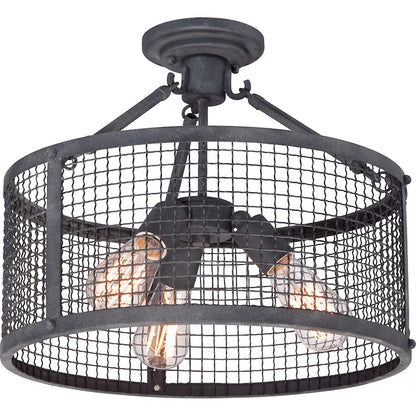 Quoizel Wilder 3 Light Semi-Flush Mount in Mottled Black