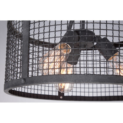 Quoizel Wilder 3 Light Semi-Flush Mount in Mottled Black