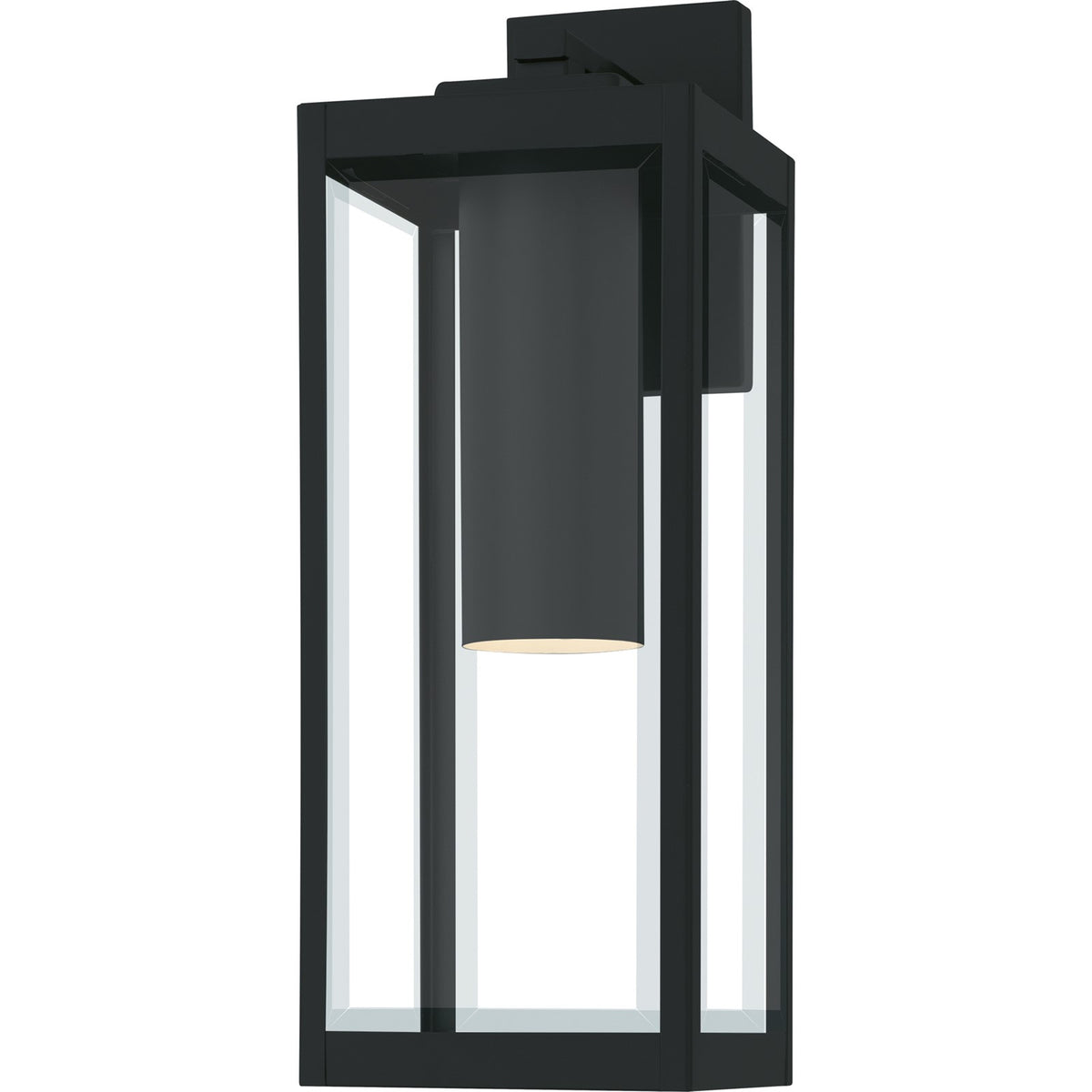 Quoizel Westover 20in 1-Light Outdoor Wall Lantern | Modern Industrial Earth Black and Clear Beveled Glass | Front Porch & Garage | Model WVR8007EK