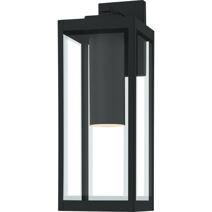 Quoizel Westover 20in 1-Light Outdoor Wall Lantern | Modern Industrial Earth Black and Clear Beveled Glass | Front Porch & Garage | Model WVR8007EK