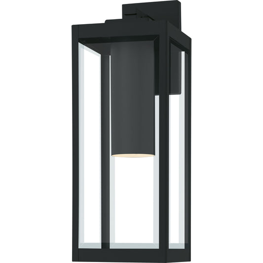 Quoizel Westover 20in 1-Light Outdoor Wall Lantern | Modern Industrial Earth Black and Clear Beveled Glass | Front Porch & Garage | Model WVR8007EK