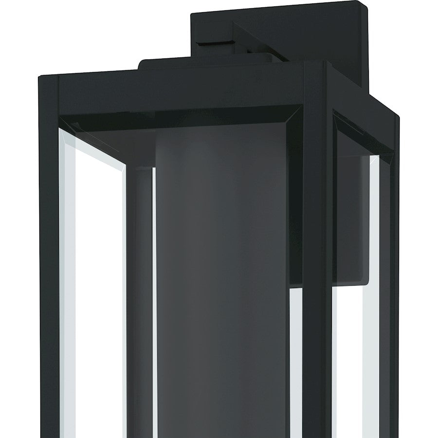 Quoizel Westover 20in 1-Light Outdoor Wall Lantern | Modern Industrial Earth Black and Clear Beveled Glass | Front Porch & Garage | Model WVR8007EK