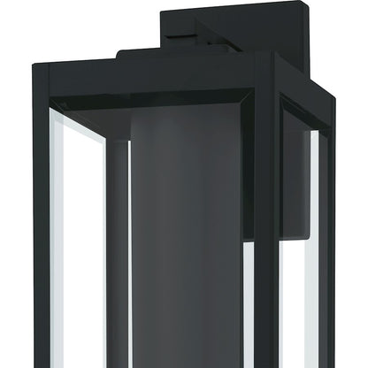 Quoizel Westover 20in 1-Light Outdoor Wall Lantern | Modern Industrial Earth Black and Clear Beveled Glass | Front Porch & Garage | Model WVR8007EK