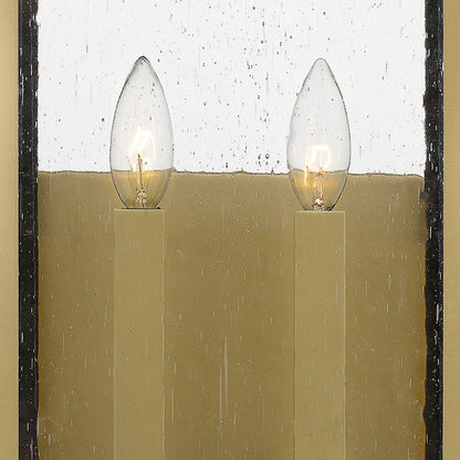 Quoizel Westover 2 Light Outdoor Lantern, Antique Brass/Clear Seedy