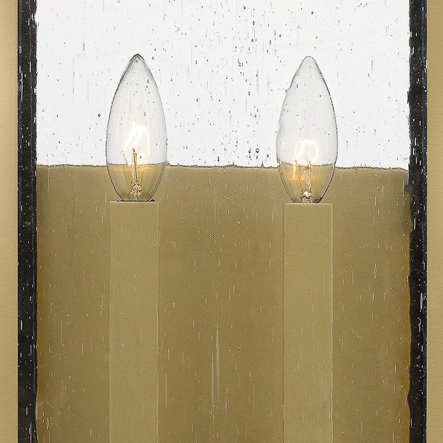 Quoizel Westover 2 Light Outdoor Lantern, Antique Brass/Clear Seedy