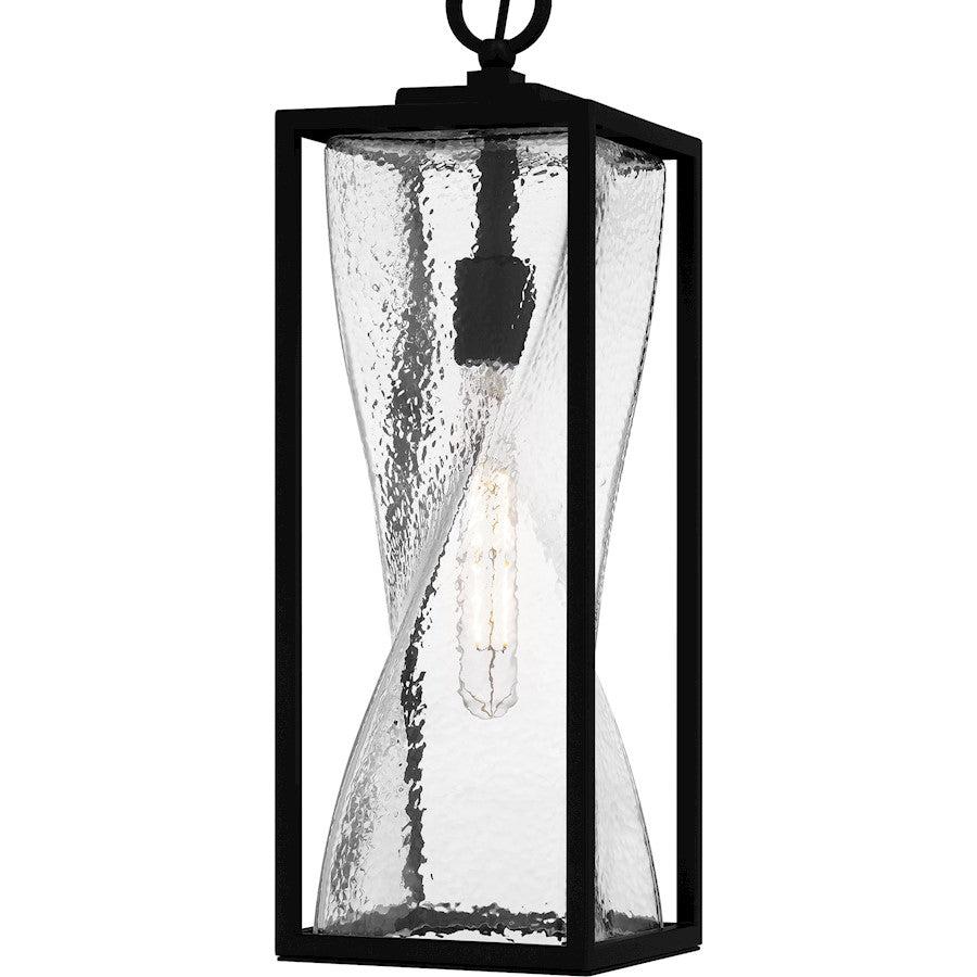 Quoizel Zarah 7in 1-Light Outdoor Hanging Lantern | Transitional Matte Black and Clear Hammered Glass | Front Porch & Patio | Model ZAR1907MBK