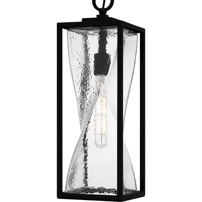 Quoizel Zarah 7in 1-Light Outdoor Hanging Lantern | Transitional Matte Black and Clear Hammered Glass | Front Porch & Patio | Model ZAR1907MBK
