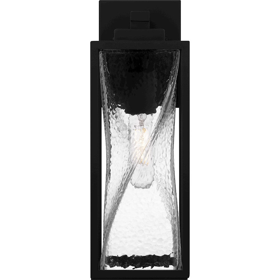 Quoizel Zarah 1Lt 14" Outdoor Lantern, Black/Clear Hammered Glass