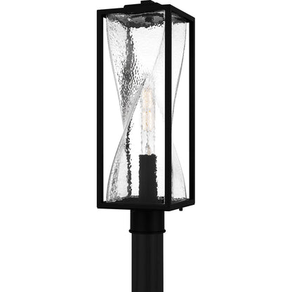 Quoizel Zarah 21in 1-Light Outdoor Wall Lantern | Transitional Matte Black and Clear Hammered Glass | Front Porch & Patio | Model ZAR9007MBK
