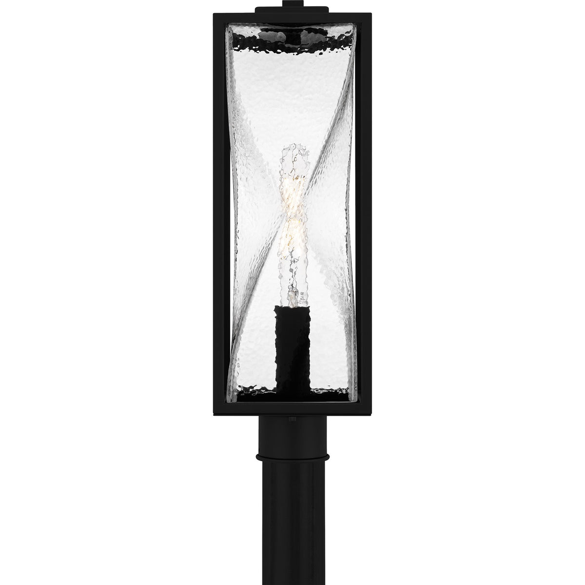 Quoizel Zarah 21in 1-Light Outdoor Wall Lantern | Transitional Matte Black and Clear Hammered Glass | Front Porch & Patio | Model ZAR9007MBK