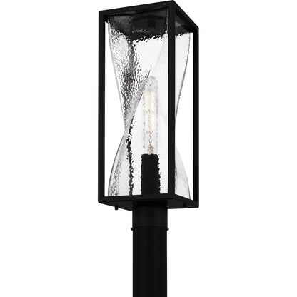 Quoizel Zarah 21in 1-Light Outdoor Wall Lantern | Transitional Matte Black and Clear Hammered Glass | Front Porch & Patio | Model ZAR9007MBK