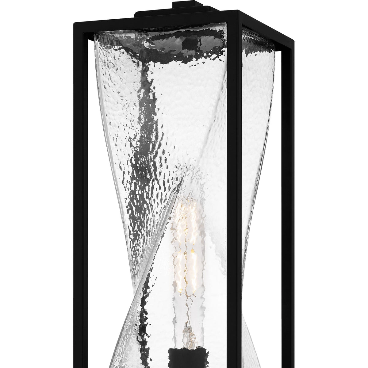 Quoizel Zarah 21in 1-Light Outdoor Wall Lantern | Transitional Matte Black and Clear Hammered Glass | Front Porch & Patio | Model ZAR9007MBK