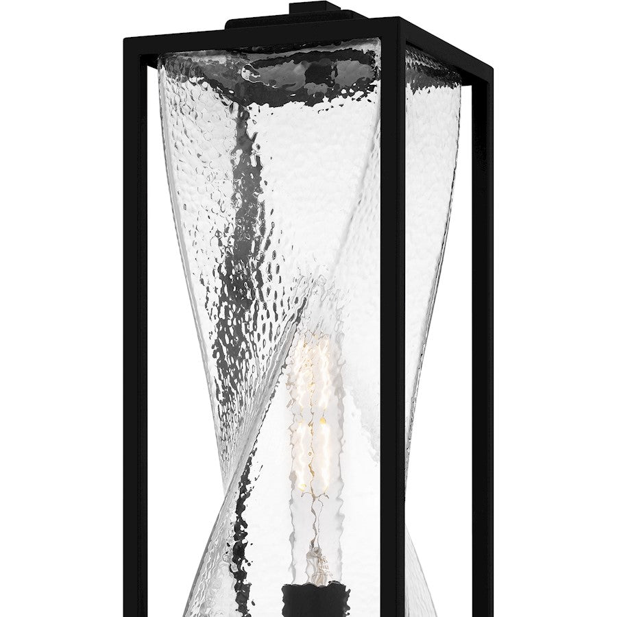 Quoizel Zarah 21in 1-Light Outdoor Wall Lantern | Transitional Matte Black and Clear Hammered Glass | Front Porch & Patio | Model ZAR9007MBK