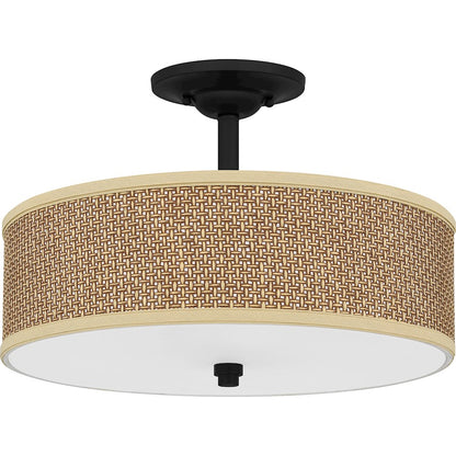 Quoizel 3 Light Zen Semi-Flush Mount, Mystic Black
