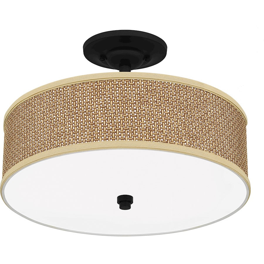 Quoizel 3 Light Zen Semi-Flush Mount, Mystic Black