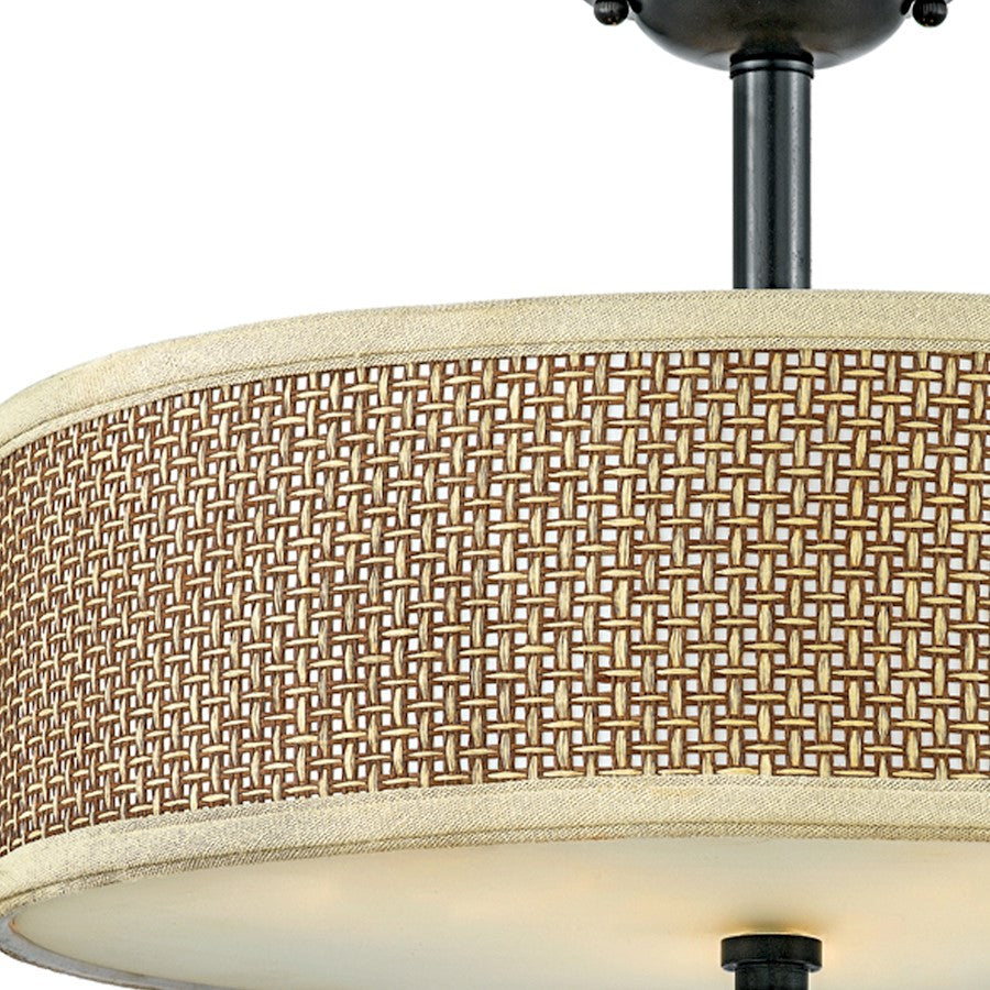 Quoizel 3 Light Zen Semi-Flush Mount, Mystic Black