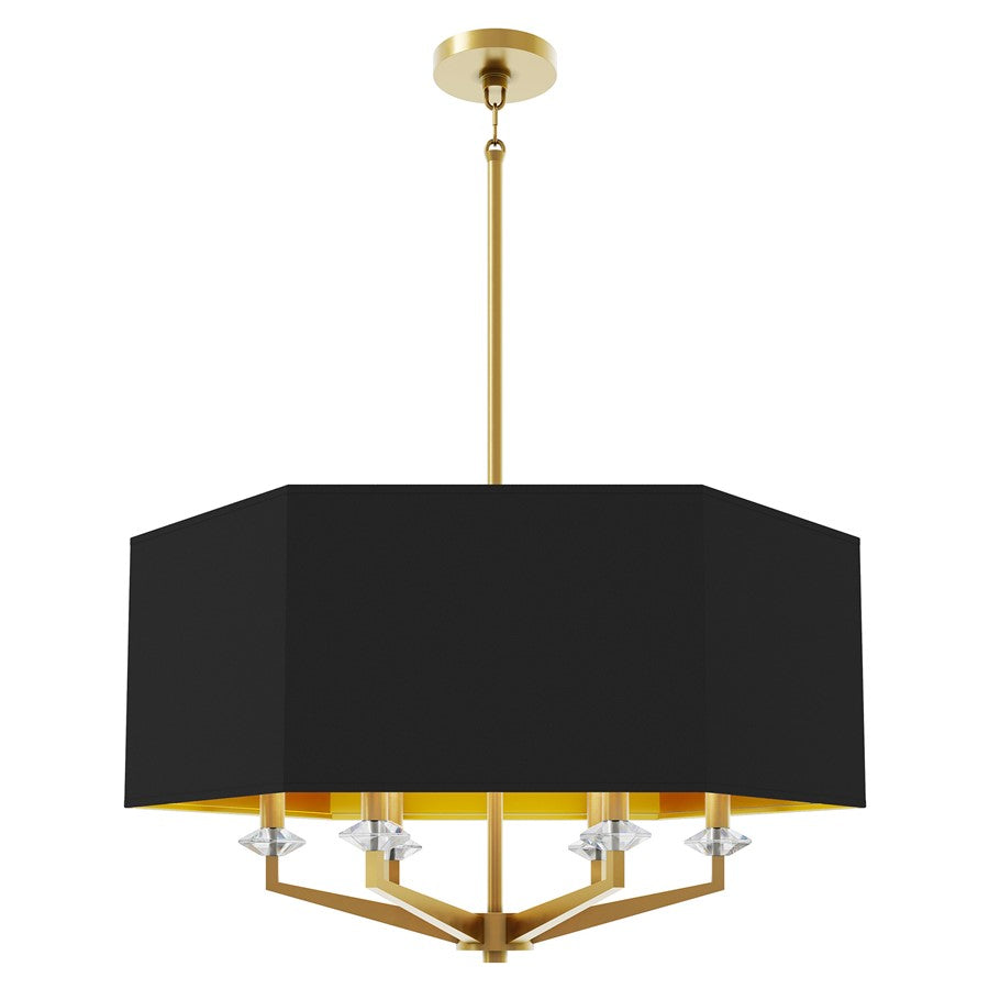 Robert Abbey Jacqueline 6 Lt, Modern Brass/Satin Blk/Matte Gold Lining - 1199B