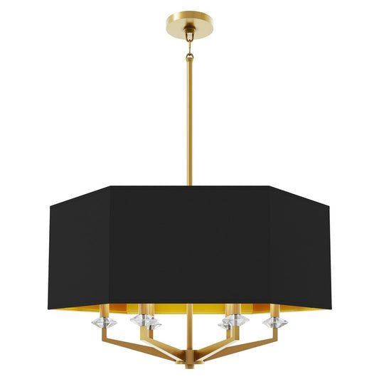 Robert Abbey Jacqueline 6 Lt, Modern Brass/Satin Blk/Matte Gold Lining - 1199B