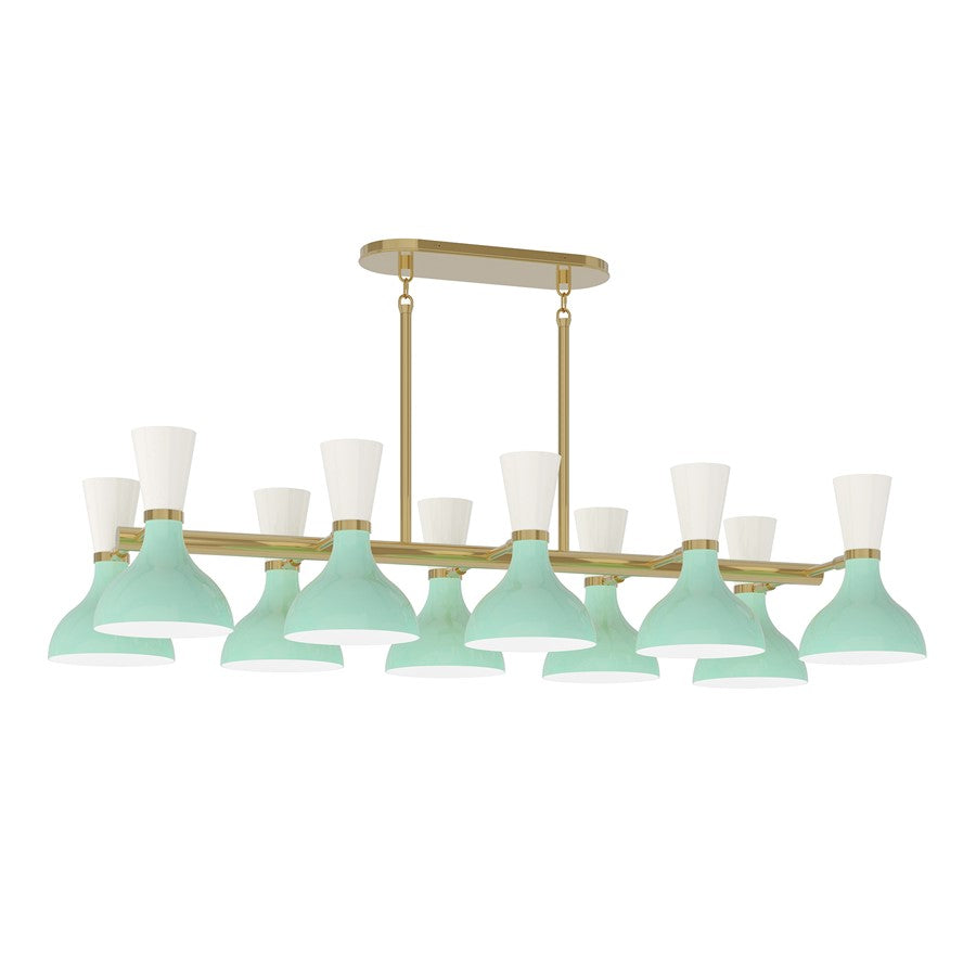 Robert Abbey Clare 10 Lt Chandelier, Gold/Green/Wht/Mint/Lily - MN20LY
