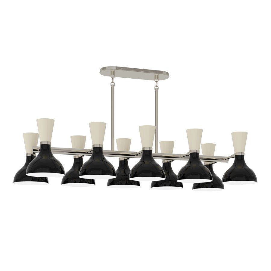 Robert Abbey Clare 10 Lt Chandelier, Silver/Blk/Beige/Obsidian - OS21BN