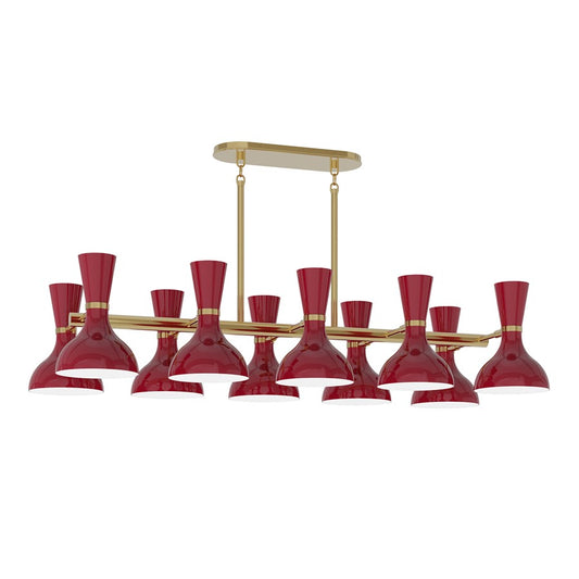 Robert Abbey Clare 10 Lt Chandelier, Oxblood, Gold/Red - OX20OX