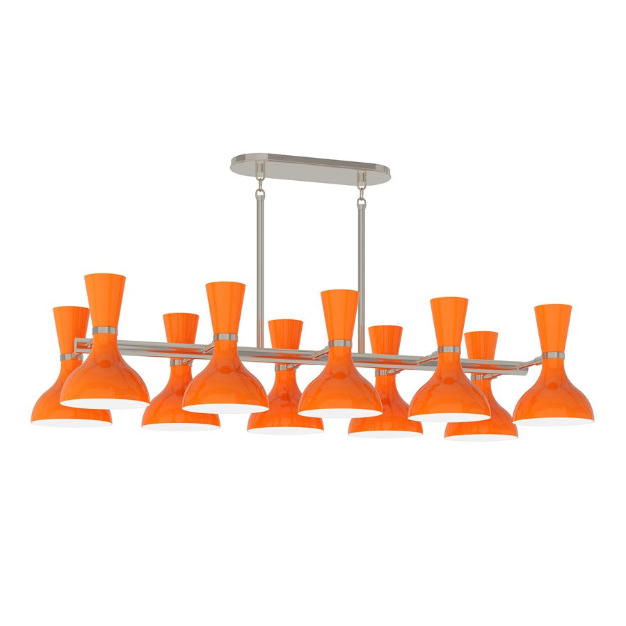 Robert Abbey Clare 10 Lt Chandelier, Pumpkin, Silver/Orange - PM21PM
