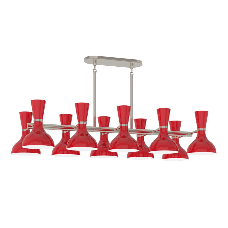 Robert Abbey Clare 10 Lt Chandelier, Ruby Red, Silver/Red - RR21RR
