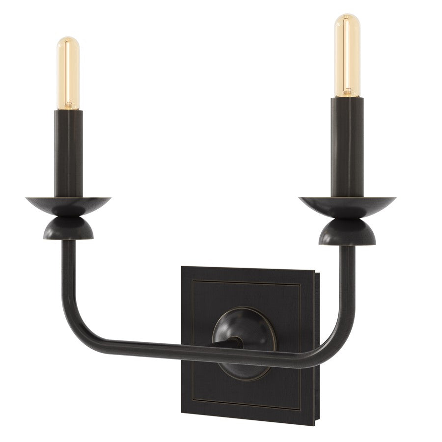 Robert Abbey William 2 Lt Wall Sconce, Brz/Wht, Brz - Z274