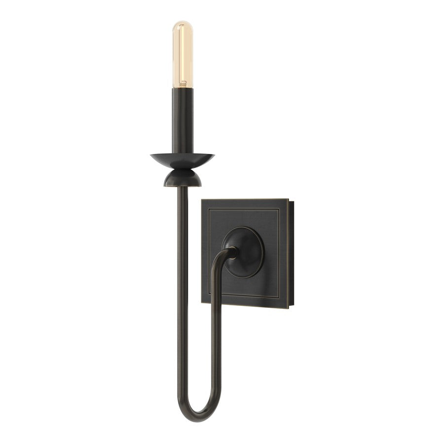 Robert Abbey William 1 Lt Wall Sconce/Sq Backplate, Deep Patina Brz - Z275