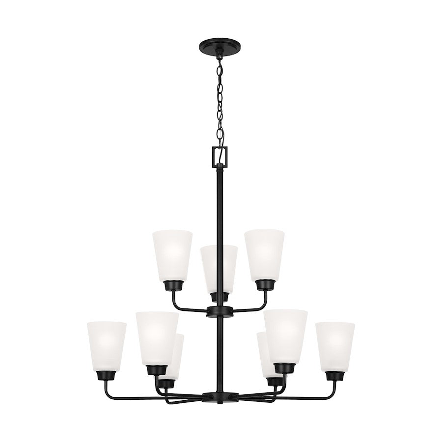Generation Lighting Kerrville 9-Lt LED Chandelier, BK/Sat Etch - 3115209EN3-112
