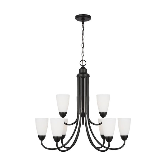 Generation Lighting Sean Lavin Seville 9-Lt Chandelier, BK/Etch/WH - 3120209-112