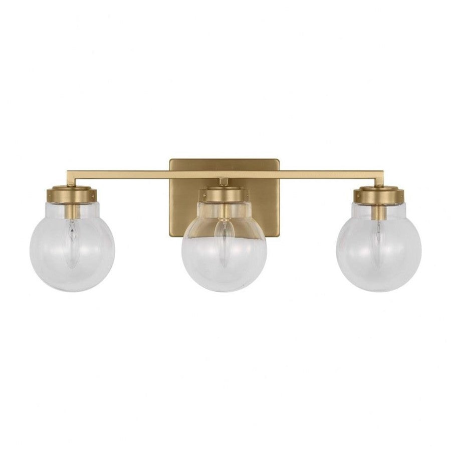 Generation Lighting Renny 3 Light Wall Sconce, Satin Brass/Clear - 4001803-848