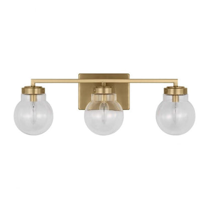 Generation Lighting Renny 3 Light Wall Sconce, Satin Brass/Clear - 4001803-848