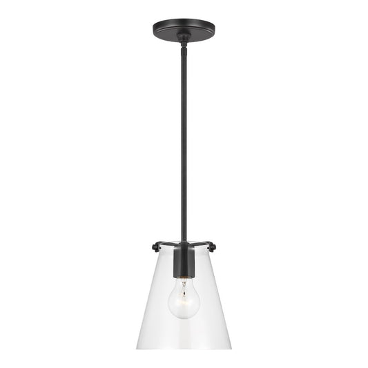 Generation Lighting Blaine 1 Light Pendant, Midnight Black/Clear - 6000801-112