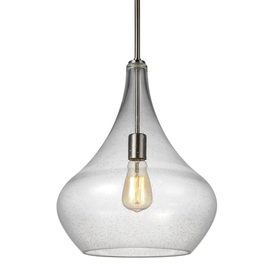 Generation Lighting Mora 1 Light Pendant, Brushed Nickel/Clear - 6528201-962
